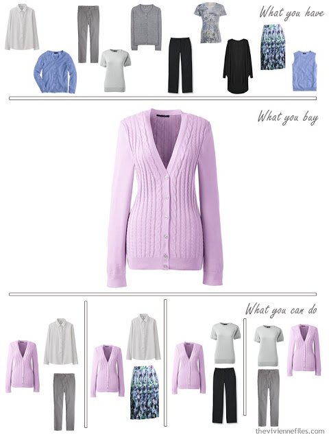 How to Build a Capsule Wardrobe in a Grey, Blue, Lilac and Black color palette