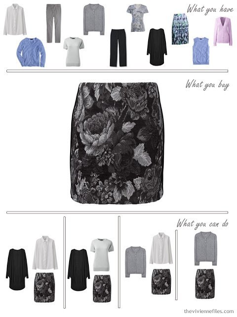 How to Build a Capsule Wardrobe in a Grey, Blue, Lilac and Black color palette