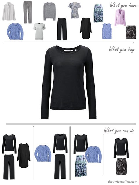 How to Build a Capsule Wardrobe in a Grey, Blue, Lilac and Black color palette