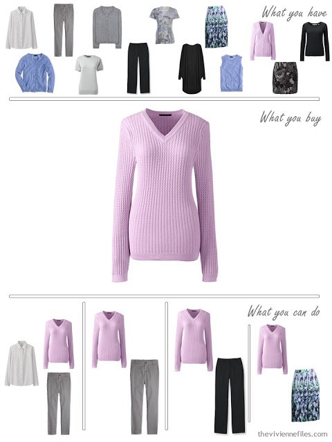 How to Build a Capsule Wardrobe in a Grey, Blue, Lilac and Black color palette