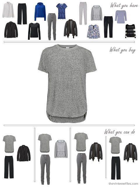 How to Build a Capsule Wardrobe in a Cobalt, Black and Grey color palette