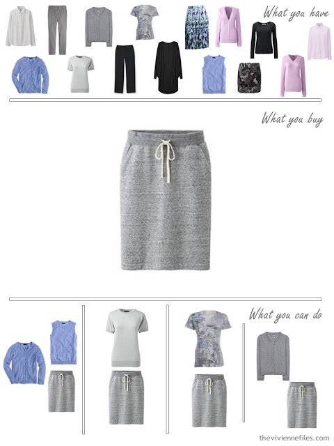 How to Build a Capsule Wardrobe in a Grey, Blue, Lilac and Black color palette