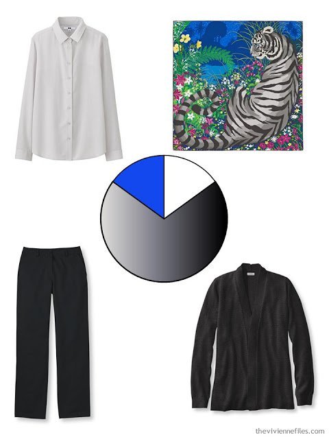 How to Build a Capsule Wardrobe in a Cobalt, Black and Grey color palette