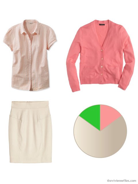 How to Build a Capsule Wardrobe in a Lime, Coral, Beige and Cream color palette