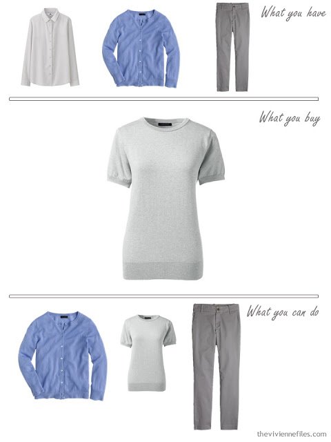 How to Build a Capsule Wardrobe in a Grey, Blue, Lilac and Black color palette