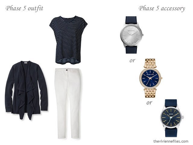 How to Build a Capsule Wardrobe of Accessories in a navy, yellow, and white color palette