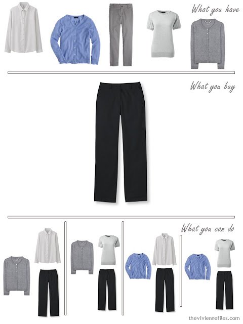 How to Build a Capsule Wardrobe in a Grey, Blue, Lilac and Black color palette