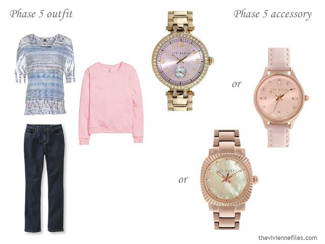 How to Build a Capsule Wardrobe of Accessories in a Denim, Stone, Pink and Soft Blue color palette