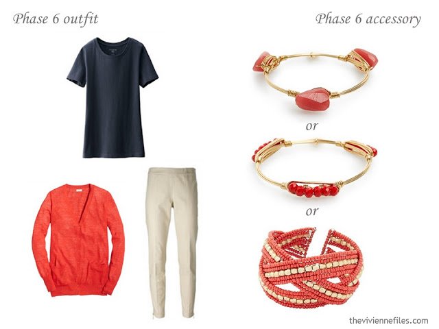 How to Build a Capsule Wardrobe of Accessories in a Navy, Beige and Poppy color palette