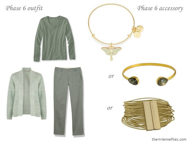 How to Build a Capsule Wardrobe of Accessories in a Beige, Sage and Blush color palette