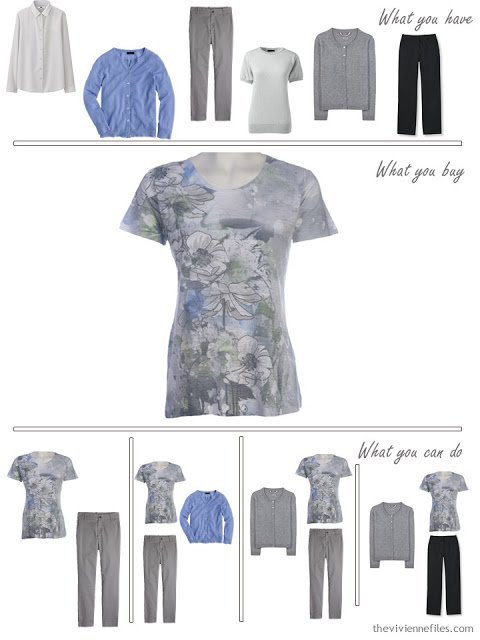 How to Build a Capsule Wardrobe in a Grey, Blue, Lilac and Black color palette