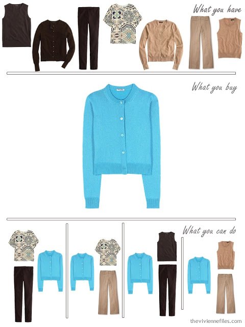 How to Build a Capsule Wardrobe in a Brown, Camel, Cream and Turquoise color palette