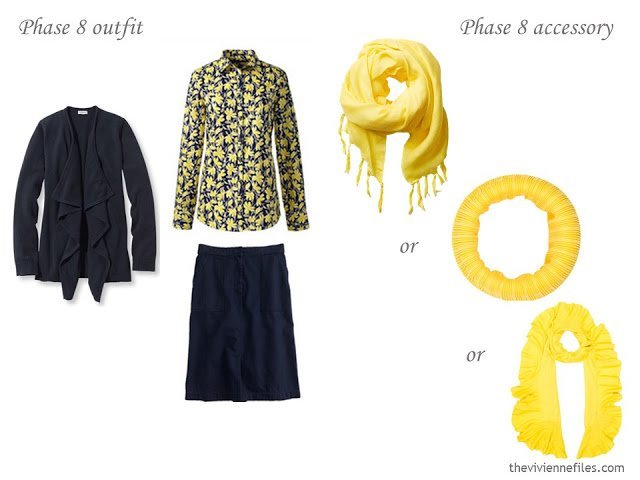 How to Build a Capsule Wardrobe of Accessories in a navy, yellow, and white color palette