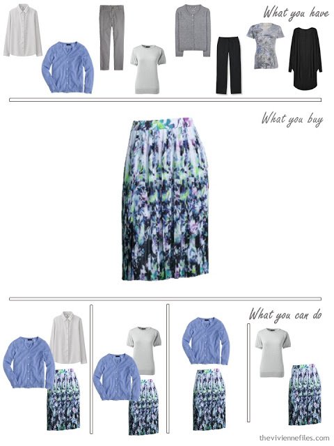 How to Build a Capsule Wardrobe in a Grey, Blue, Lilac and Black color palette