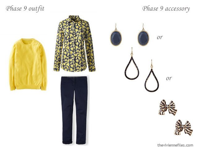 How to Build a Capsule Wardrobe of Accessories in a navy, yellow, and white color palette