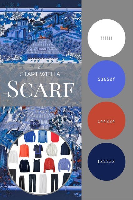 Build a Capsule Wardrobe by Starting with a Scarf: Hermes Jardins d'Hiver in Navy