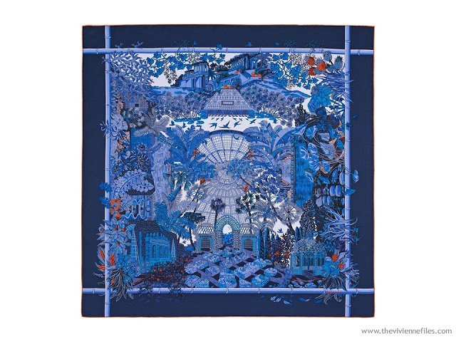 Build a Capsule Wardrobe by Starting with a Scarf: Hermes Jardins d'Hiver in Navy