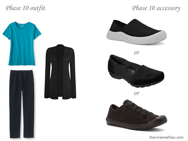 how to accessorize a capsule wardrobe in a Turquoise, Coral, Black and Ivory color palette - Shoes