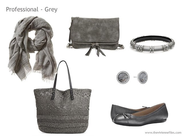Adding Accessories to a Capsule Wardrobe in 13 color families - grey