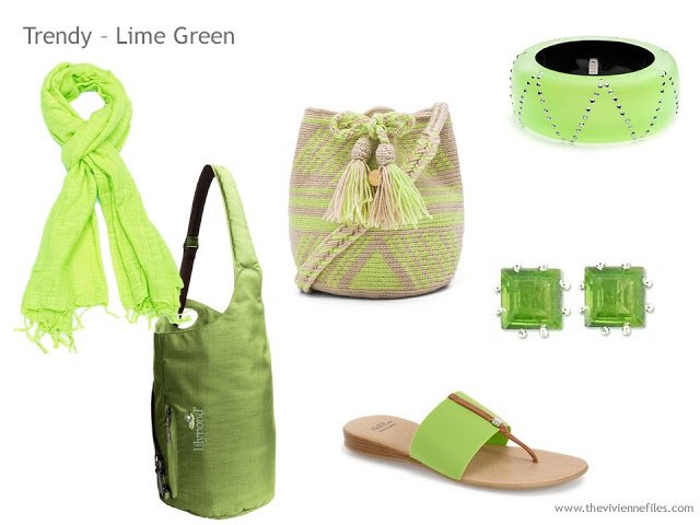 Adding Accessories to a Capsule Wardrobe in 13 color families - lime green