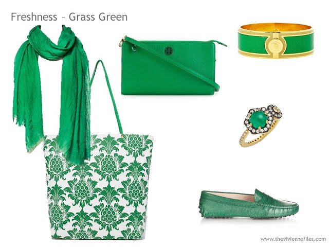 Adding Accessories to a Capsule Wardrobe in 13 color families - green