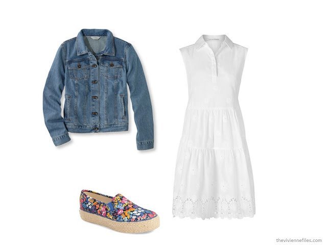 What Women were Wearing in Paris, Spring 2016 - denim jacket over a white dress