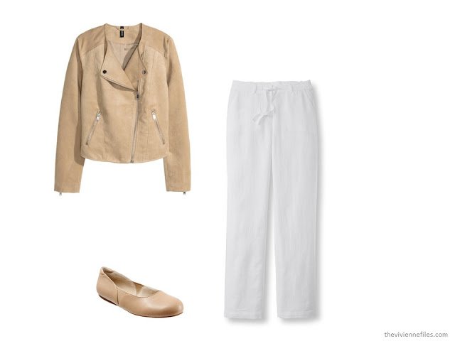 What Women were Wearing in Paris, Spring 2016 - tan jacket and white pants