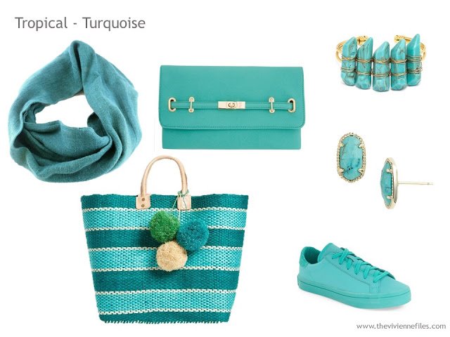 Adding Accessories to a Capsule Wardrobe in 13 color families - Turquoise