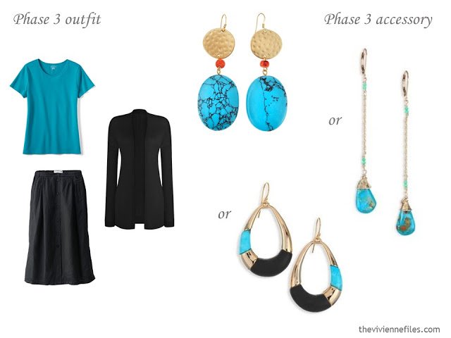 how to accessorize a capsule wardrobe in a Turquoise, Coral, Black and Ivory color palette - Jewellery 