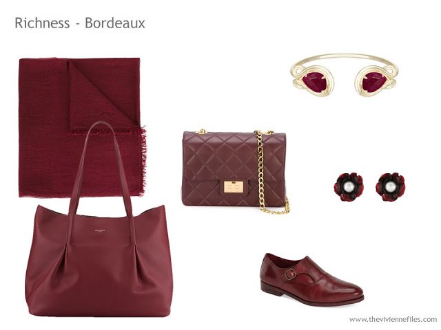 Adding Accessories to a Capsule Wardrobe in 13 color families - bordeaux