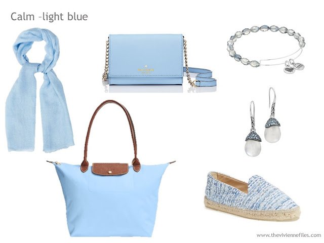 Adding Accessories to a Capsule Wardrobe in 13 color families - light blue
