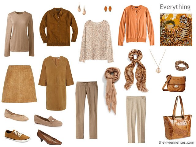 How to build a capsule wardrobe in a brown and orange colour palette