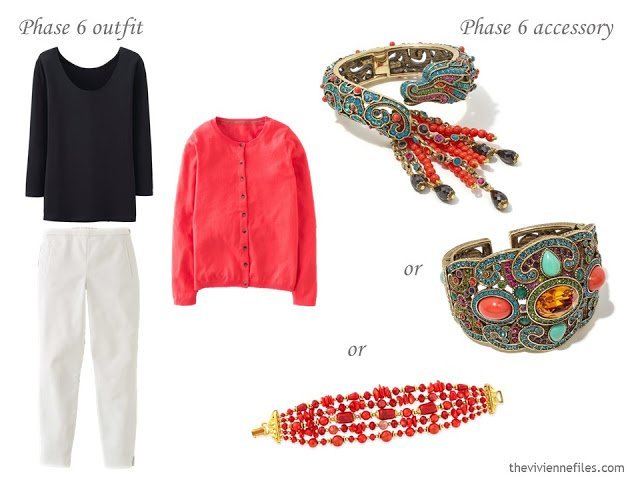 how to accessorize a capsule wardrobe in a Turquoise, Coral, Black and Ivory color palette - Jewellery 