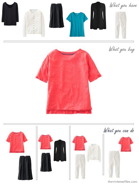 How to Build a Capsule Wardrobe in Turquoise, Coral, Black, and Grey - What to add