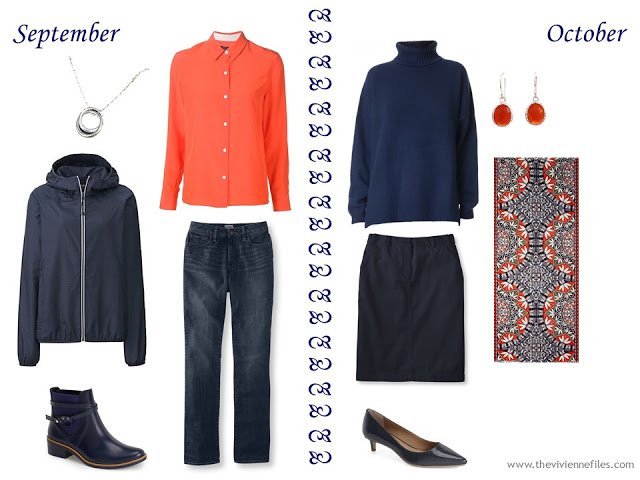 Build a Capsule Wardrobe by Starting with a Scarf: Hermes Jardins d'Hiver in Navy