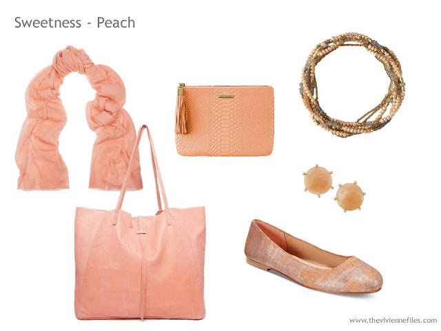 Adding Accessories to a Capsule Wardrobe in 13 color families - peach