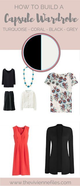 How to Build a Capsule Wardrobe in Turquoise, Coral, Black, and Grey - What to add