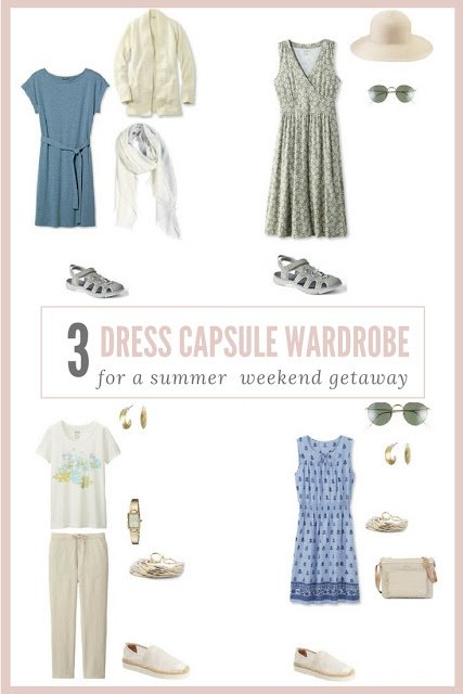 A 3 dress travel capsule wardrobe for a summer weekend getaway