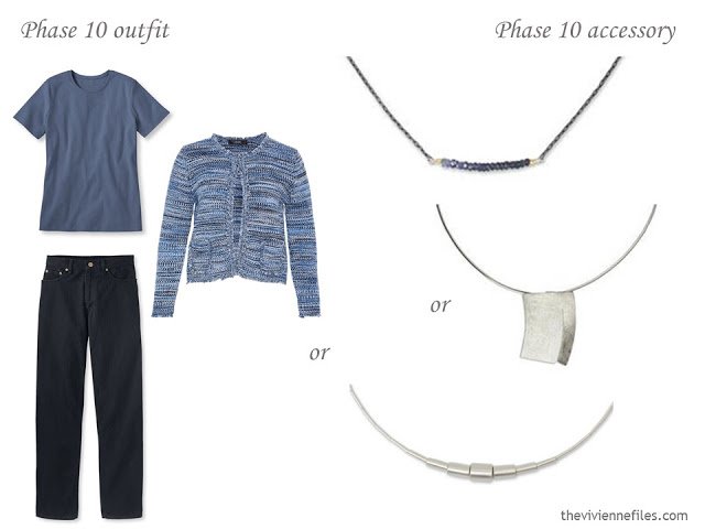 How to add accessories to a capsule wardrobe in black, blue, and grey