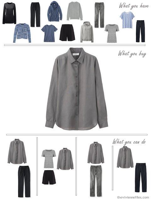 How to build a capsule wardrobe from scratch in black, blue, and grey