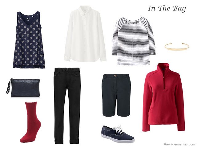 A Travel Capsule Wardrobe: Red, White and Blue for Uncertain Weather
