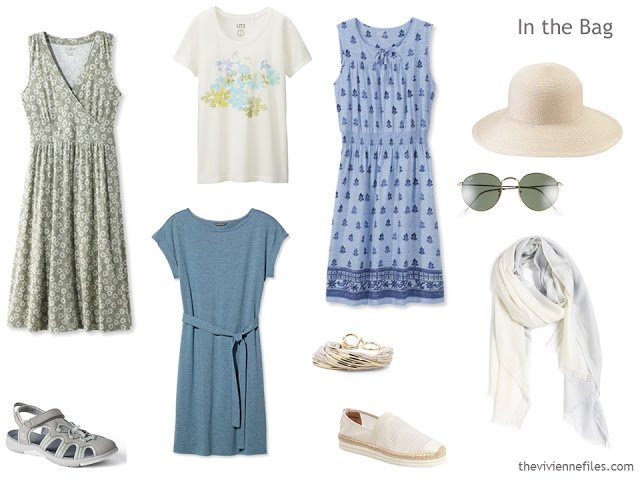 A weekend beach capsule travel wardrobe for someone who neither swims nor wears shorts.