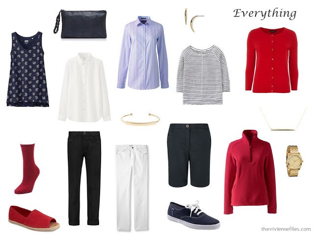 A Travel Capsule Wardrobe: Red, White and Blue for Uncertain Weather