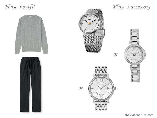 How to add accessories to a capsule wardrobe in black, blue, and grey