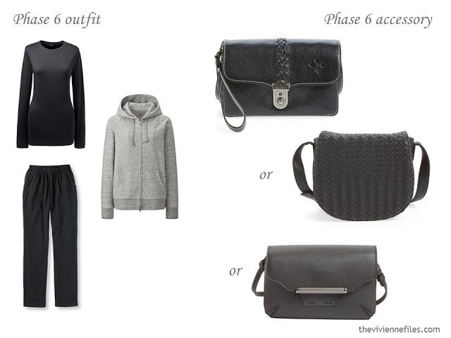 How to add accessories to a capsule wardrobe in black, blue, and grey
