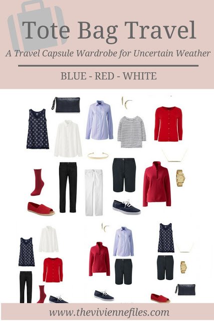 A Travel Capsule Wardrobe: Red, White and Blue for Uncertain Weather