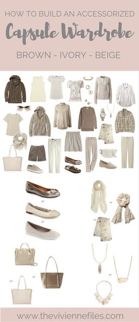 How to add accessories to a capsule wardrobe in a Beige color palette