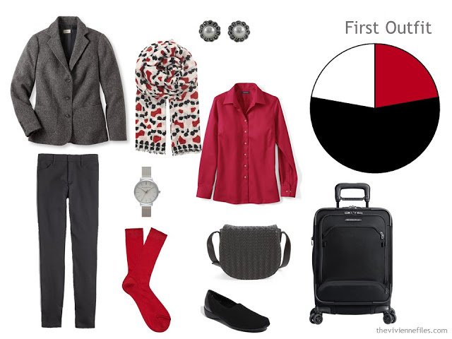 A Winter Travel Capsule Wardrobe in Black, Red and White