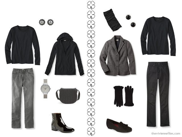 A Winter Travel Capsule Wardrobe in Black, Red and White