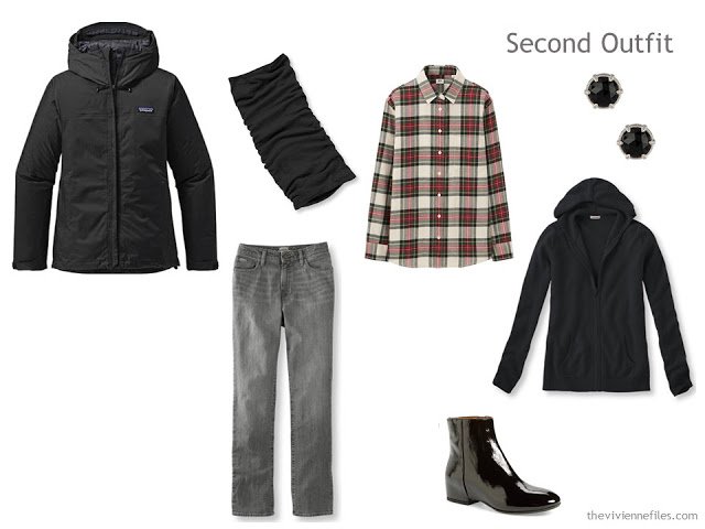 A Winter Travel Capsule Wardrobe in Black, Red and White